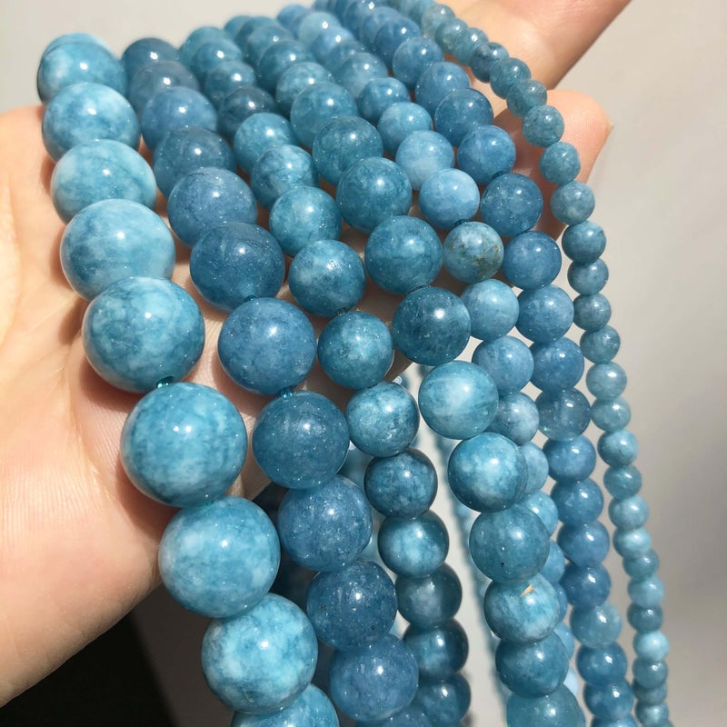 Yochus 10mm Blue Chalcedony Round Loose Beads Natural Stone Beads for Jewelry Making - Image 5